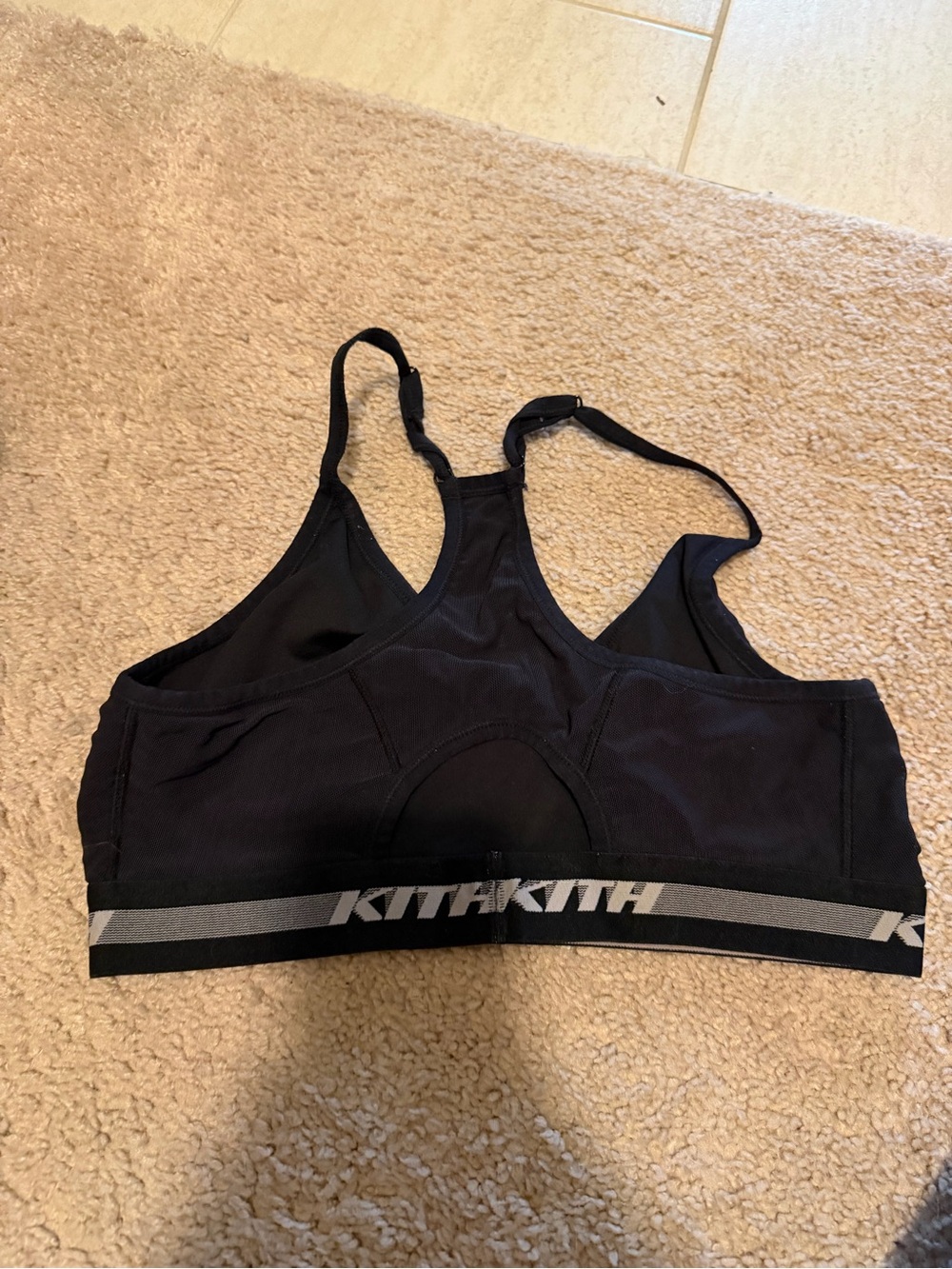 Kith Black Sports Bra with Gray Logo Band